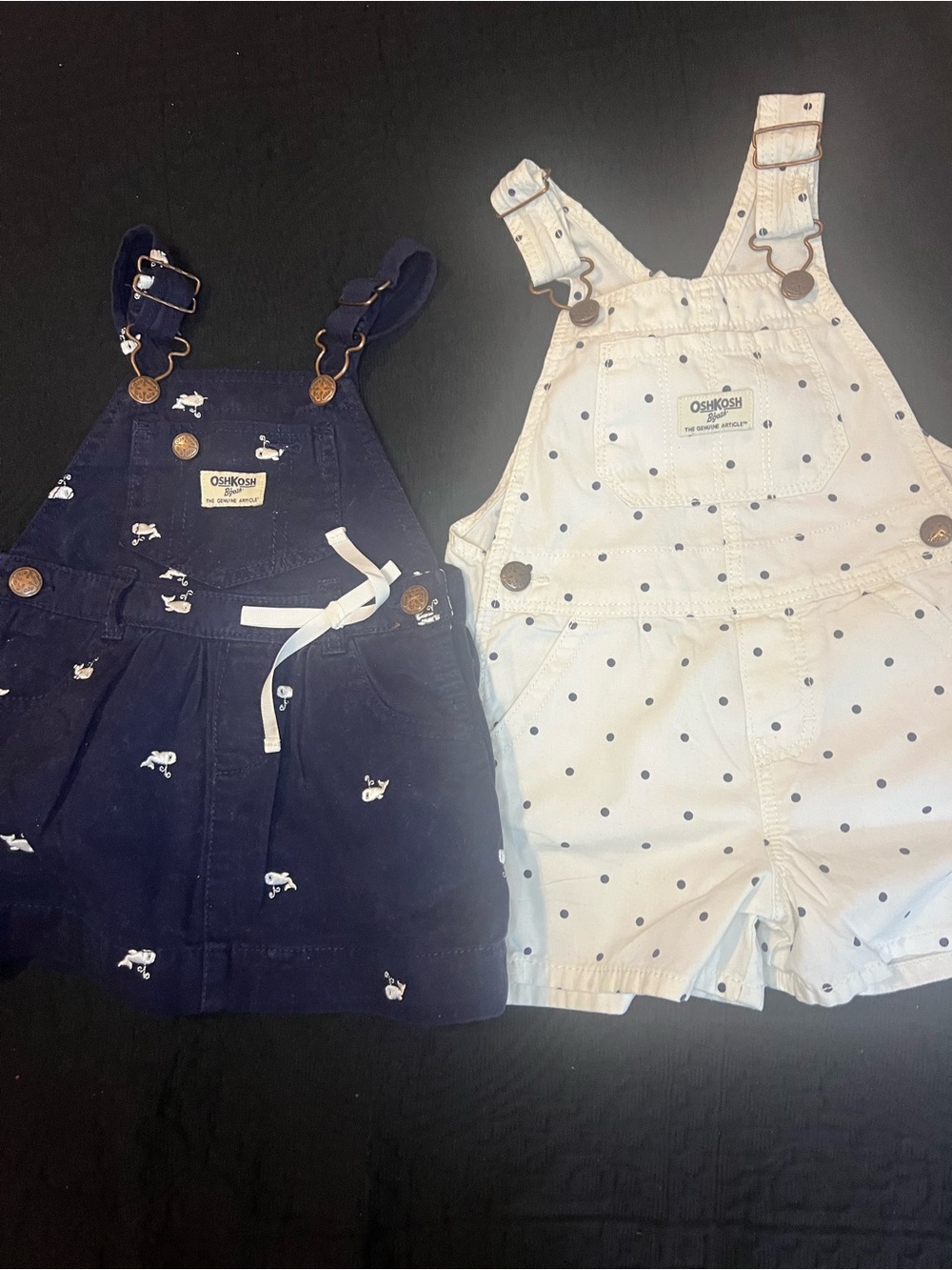 Bundle (2) OshKosh B'gosh Toddler Girls Overalls  Shorts and Dress Set